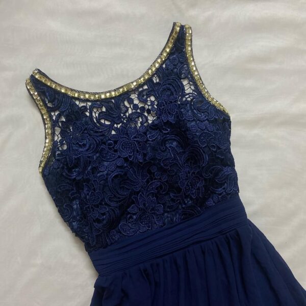 Navy Stone Embellished Long Gown (M/L)