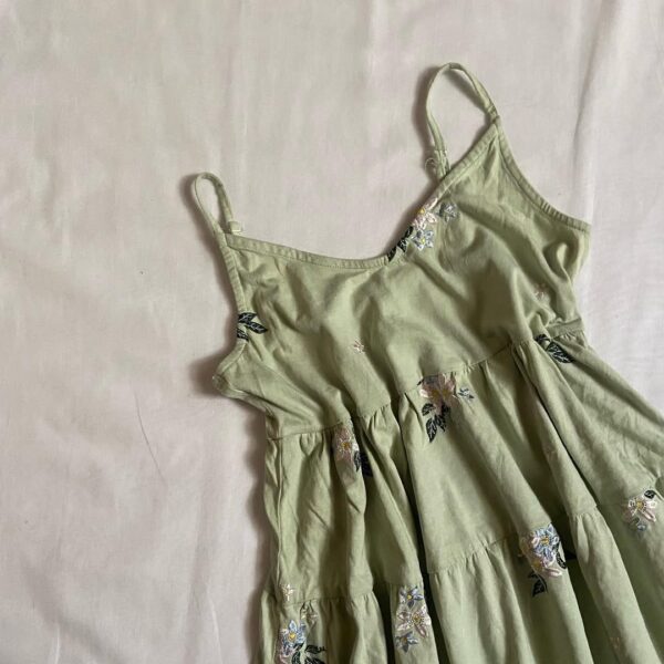 Sage Green Embroidered Dress (S/M) - Image 2