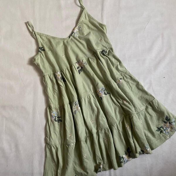 Sage Green Embroidered Dress (S/M)