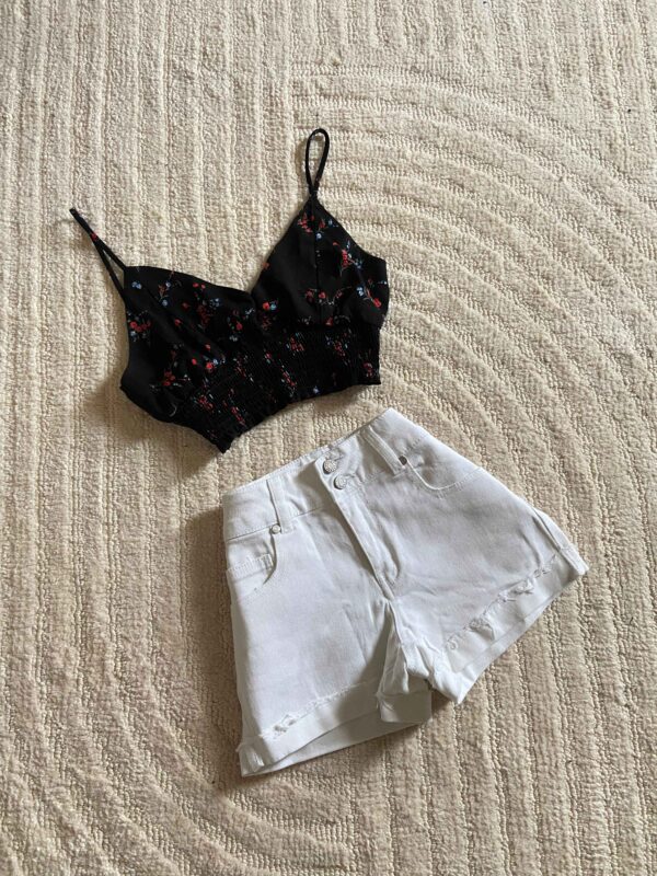 Lil floral black top (S) - Image 2