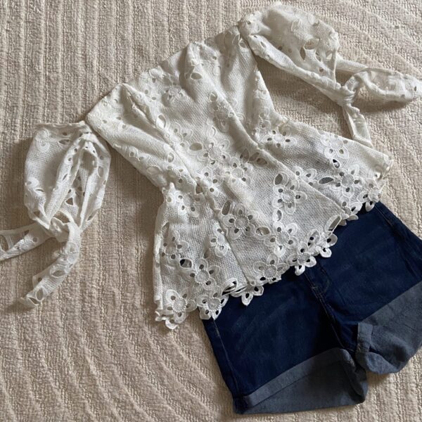 White lace off shoulder cutout top (XS/S) - Image 2